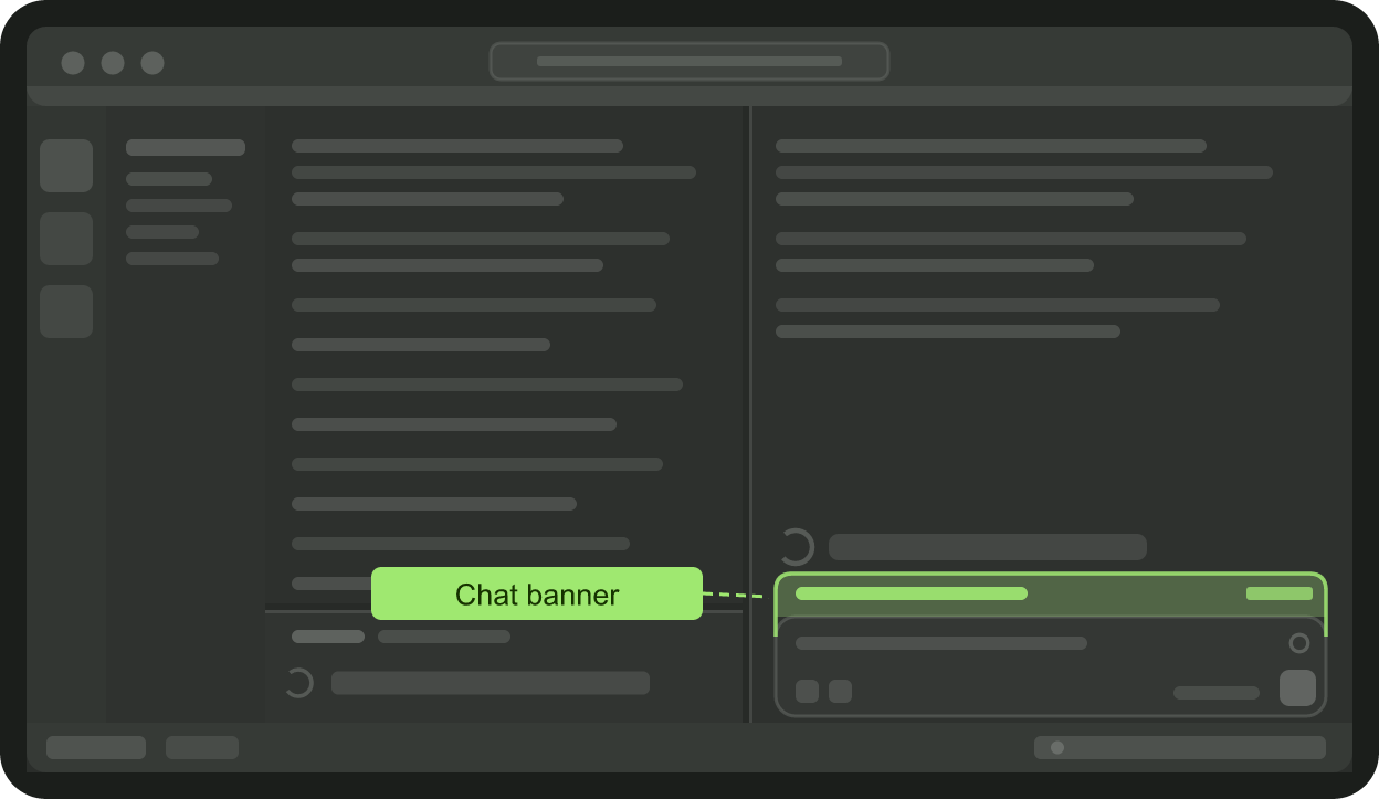 Chat banner: a sponsored banner docked above the composer while the agent thinks