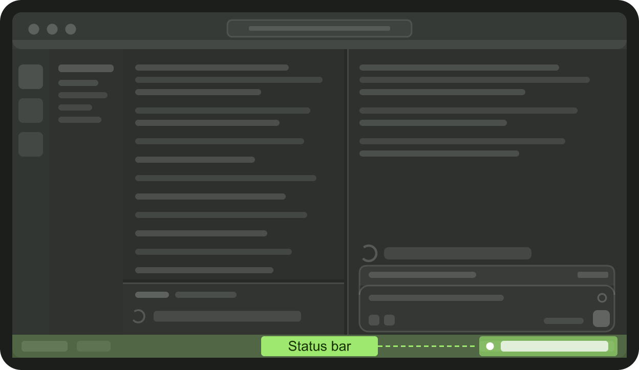 Status bar: a single sponsored line at the right end of the VS Code status bar